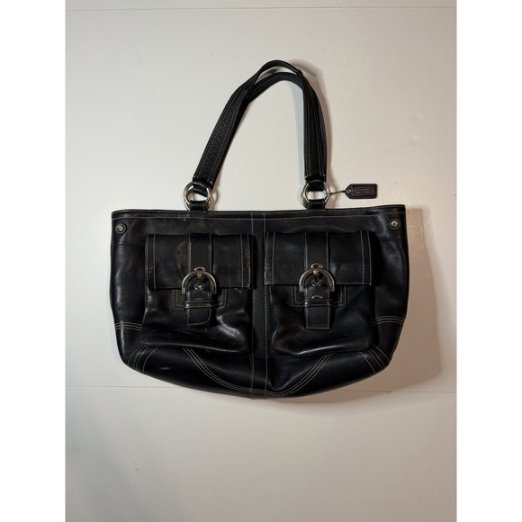 Coach Handbags - Vintage Coach SoHo Tote Satchel Bag 8A09 Y2K Black Leather Purse